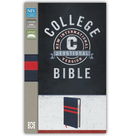 [54999] NIV, College Devotional Bible, Leathersoft, Navy/Red