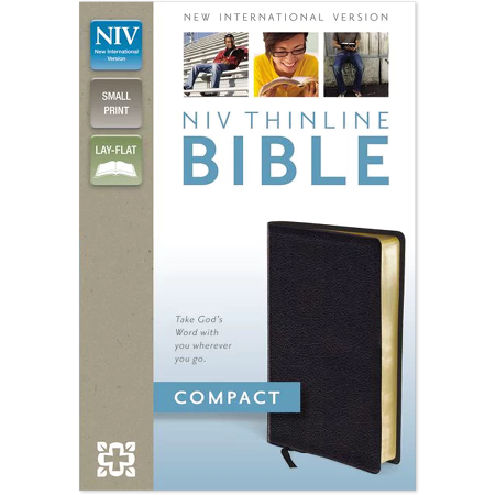 [52299] NIV, Thinline Bible, Compact, Bonded Leather, Black, Red Letter Edition